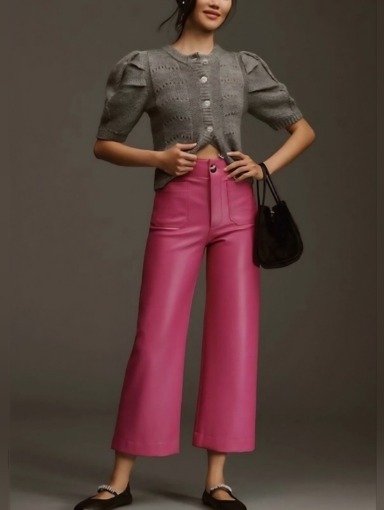 Anthropologie Pants - Maeve By Anthropologie Colette High Rise Cropped Wide-leg Faux Leather Pants.